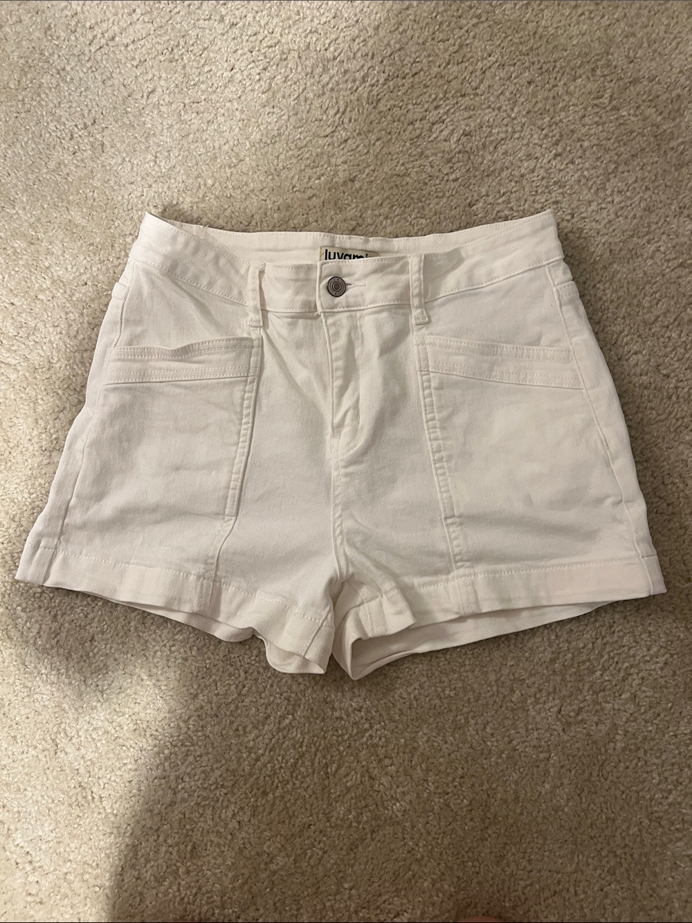 High-Waist White Jean Shorts Sz Large